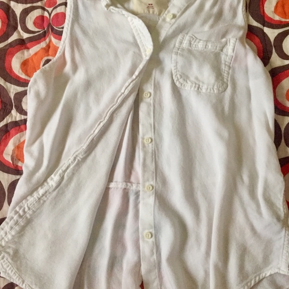Mossimo White Button Down Sleeveless Top Size M - Picture 4 of 8